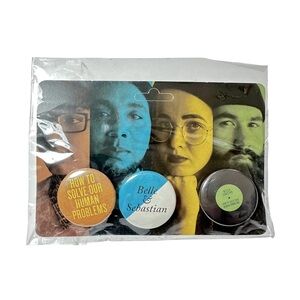 Belle & Sebastian Button Pin Badge Set How To Solve Our Human Problems 1.5” BN